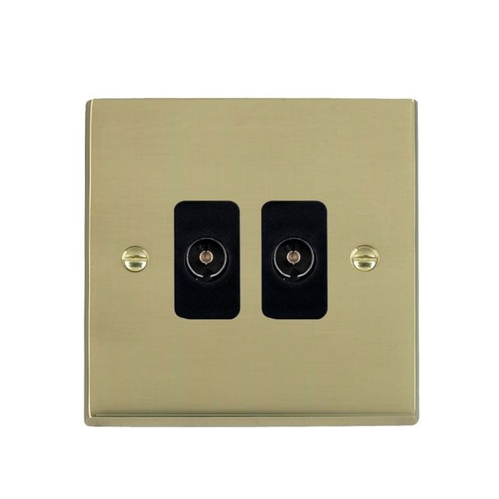 Hamilton 92TV2B Polished Brass TV Socket 2 Gang