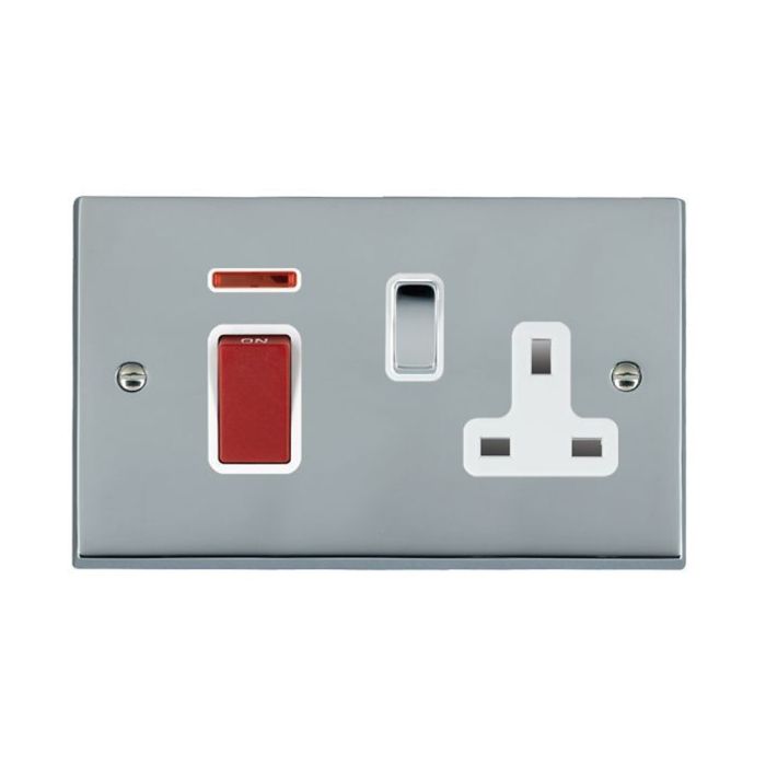 Hamilton 9545SS1BC-W Polished Chrome 45A Switch + 13a Socket