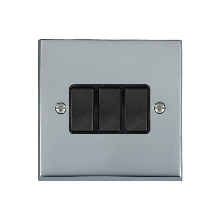 Hamilton 95R23BL-B Polished Chrome Light Switch 3 Gang 10A