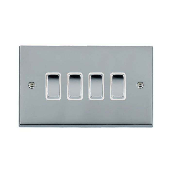 Hamilton 95R24BC-W Polished Chrome Light Switch 4 Gang 10A