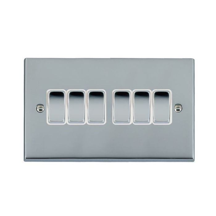 Hamilton 95R26BC-W Polished Chrome Light Switch 6 Gang 10A