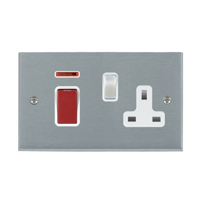 Hamilton 9645SS1SC-W Satin Chrome 45A Switch + 13a Socket