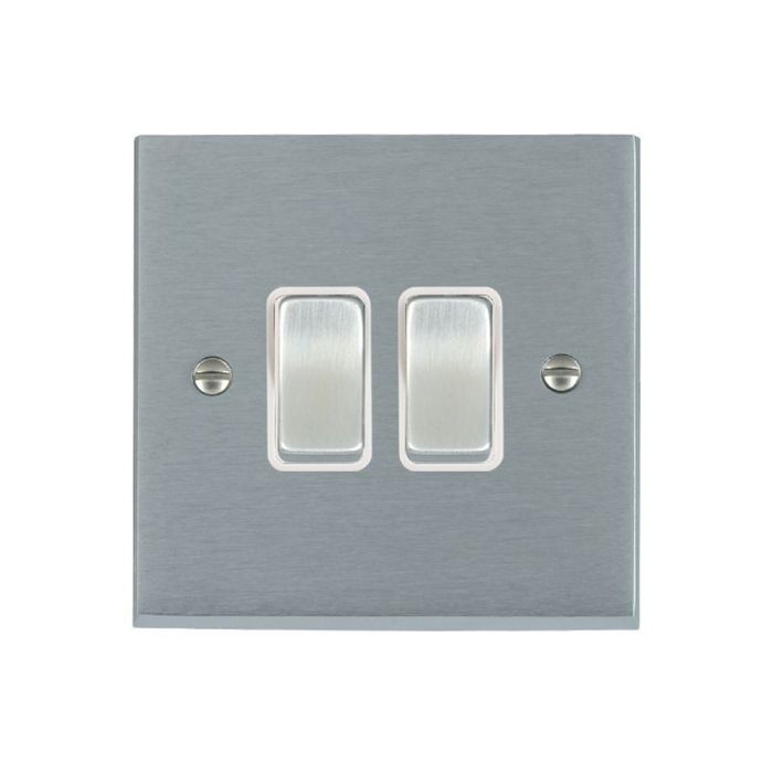 Hamilton 96R22SC-W Satin Chrome Light Switch 2 Gang 10A