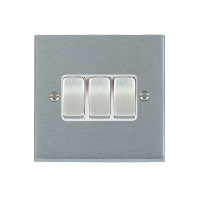 Hamilton 96R23SC-W Satin Chrome Light Switch 3 Gang 10A