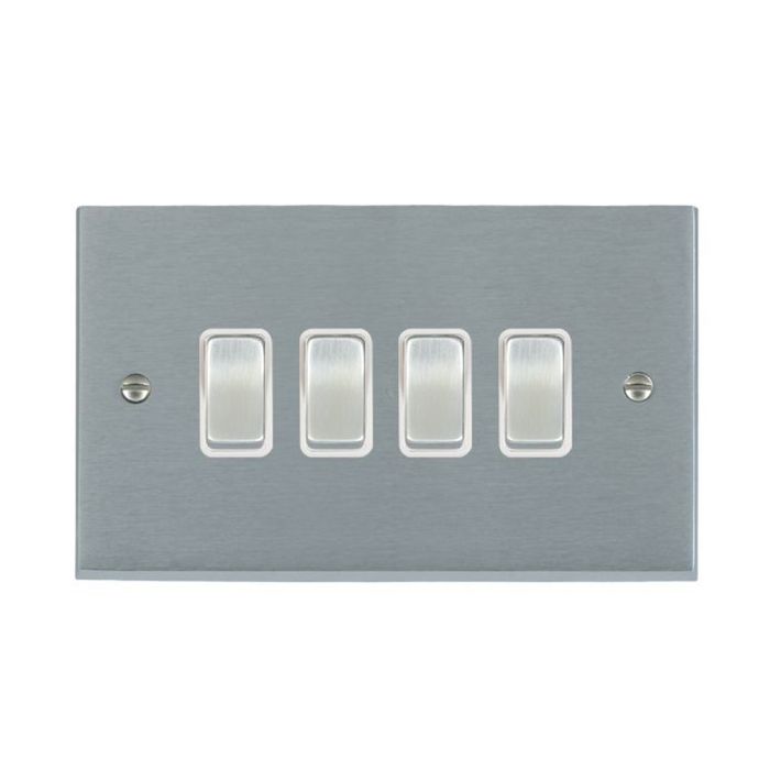 Hamilton 96R24SC-W Satin Chrome Light Switch 4 Gang 10A