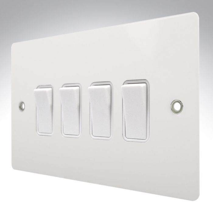 Hamilton 8MWR24WH-W Matt White 10A 4 Gang Light Switch