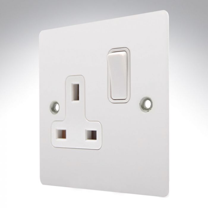 Hamilton 8MWSS1WH-W Matt White 13A Single Socket