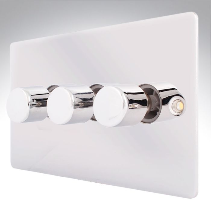 Hamilton 873XLEDITB100 Polished Chrome LED Dimmer 3 Gang 2 Way 100W