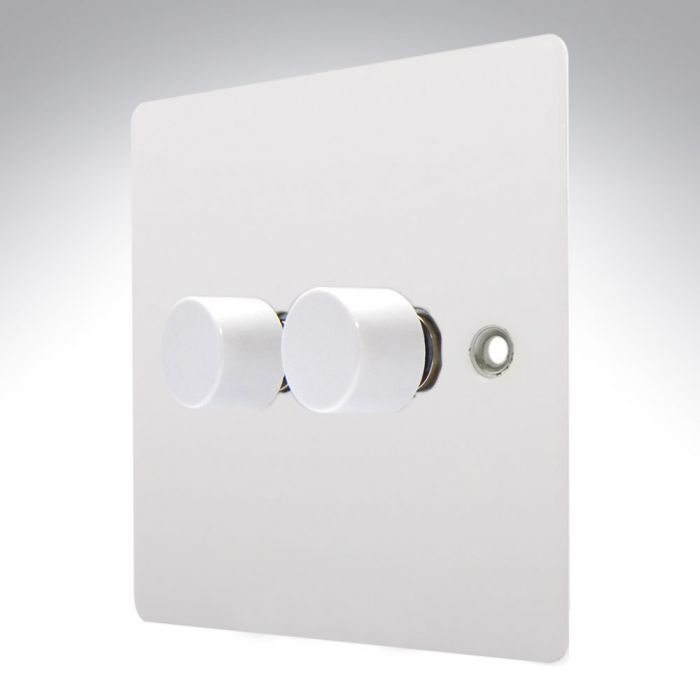 Hamilton 802X40 Gloss White 2 Gang Dimmer 400W 