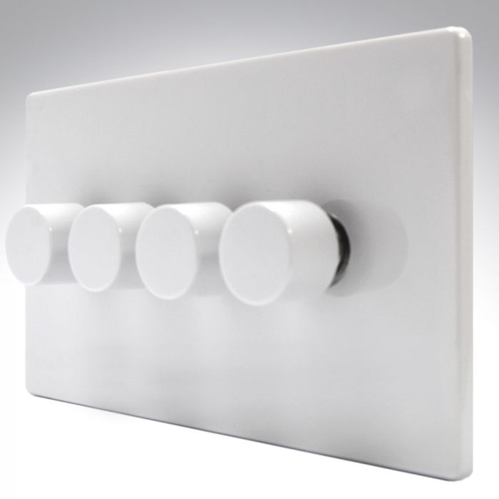 Hamilton 7WC4X40WH CFX Gloss White Push Dimmer 4 Gang 2 Way 300W