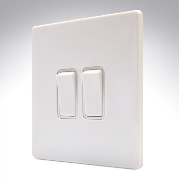 Hamilton 7WCR22WH-W CFX Gloss White Light Switch 2 Gang 2 Way 10a