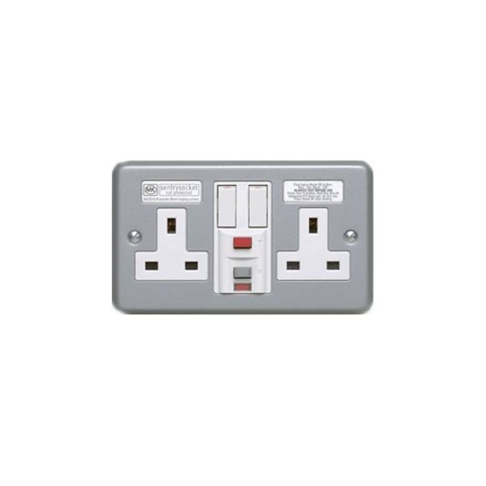 MK K6231ALM 2 Gang RCD Protected Socket 13A 30mA