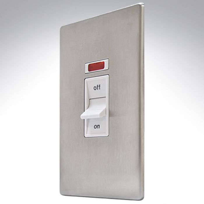 MK K24336BSSW Aspect Brushed Steel 2 Gang Switch 45amp