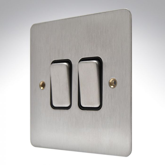 MK K14372BSSB Edge Brushed Steel Switch 2 Gang 20amp