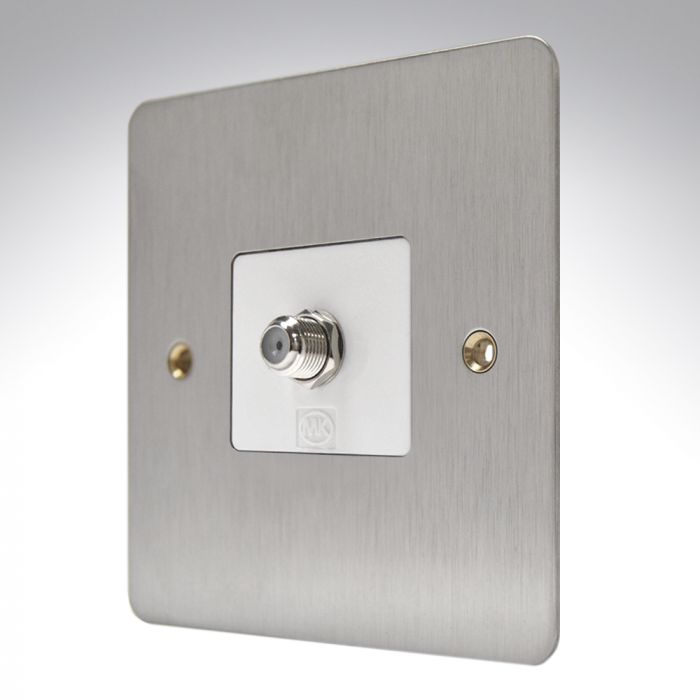 MK K14325BSSW Edge Brushed Steel TV Satellite Socket