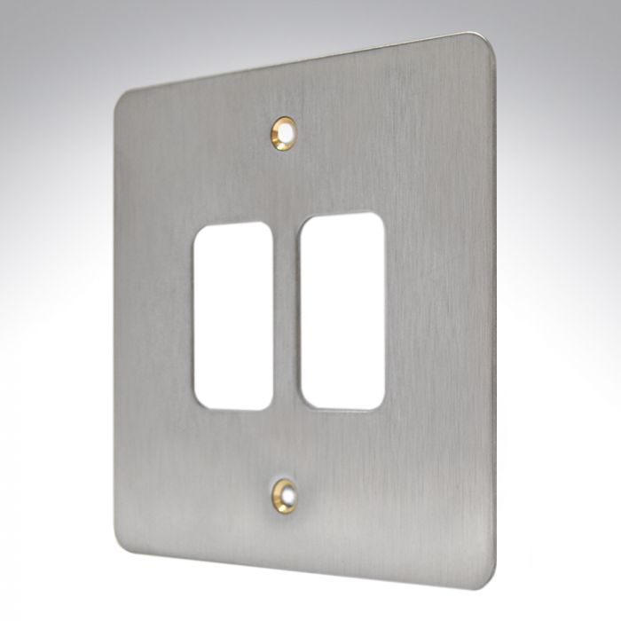 MK K14332BSS Edge Grid Plate 2 Module Brushed Steel