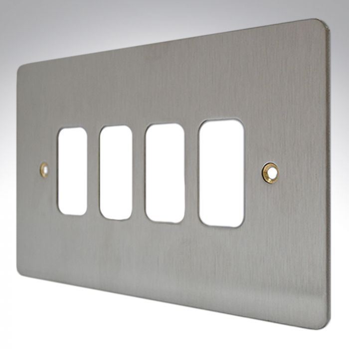 MK K14334BSS Edge Grid Plate 4 Module Brushed Steel