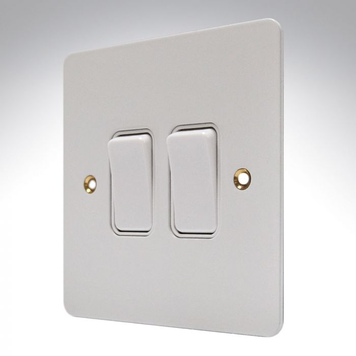 MK K14372WHIW Edge White Metal Switch 2 Gang 20amp