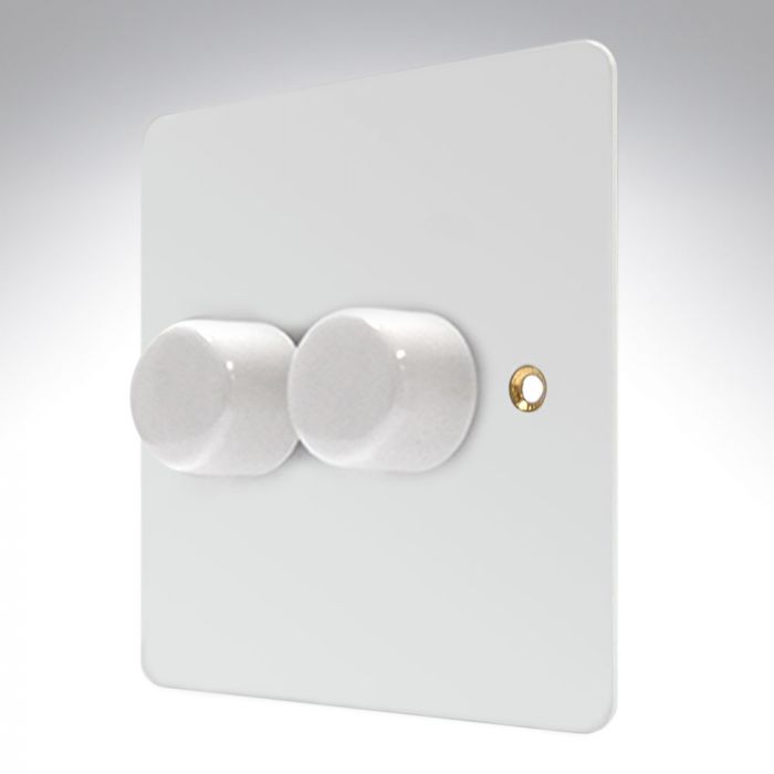 MK K14522WHI Edge White Metal Dimmer 2 Gang