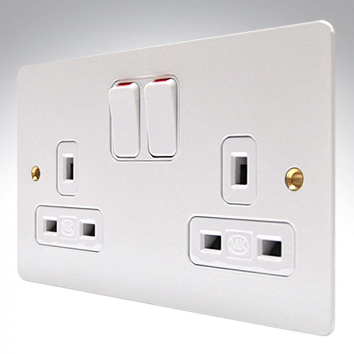 MK K14347WHIW Edge White Metal Double Socket