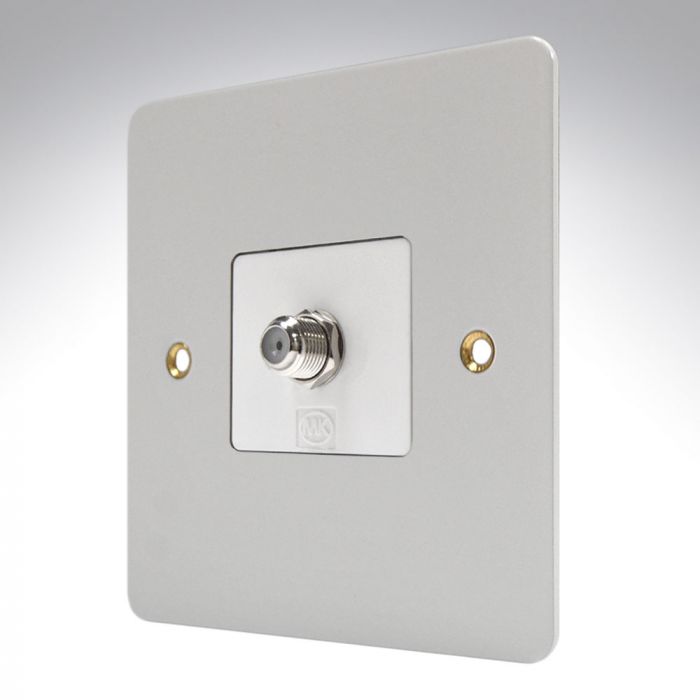 MK K14325WHIW Edge White Metal TV Satellite Socket