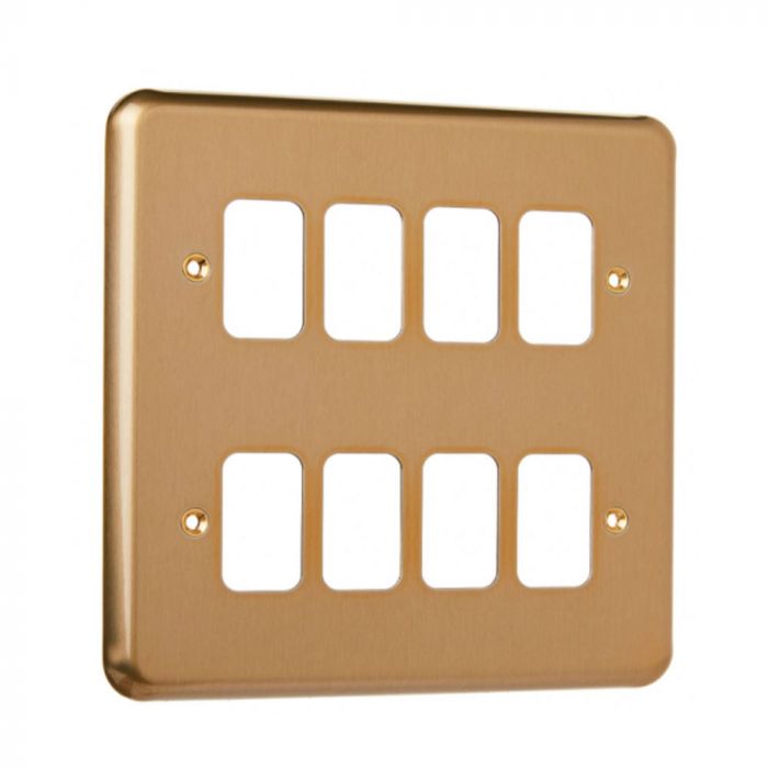 MK K3438SAG Grid 8 Module Frontplate Satin Gold