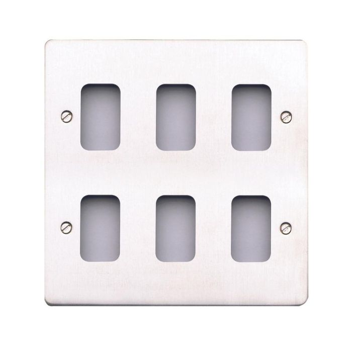 MK K14346BSS Edge Grid Plate 6 Module Brushed Steel