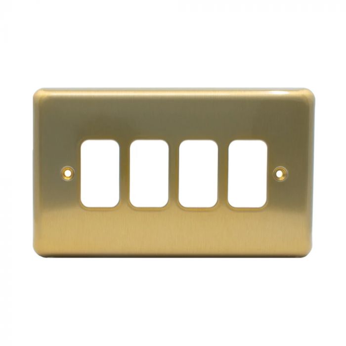 MK K3434SAG Grid 4 Module Frontplate Satin Gold