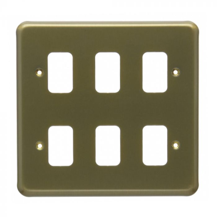 MK K3436SAG Grid 6 Module Frontplate Satin Gold