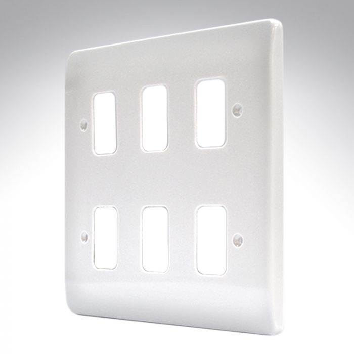 MK K3636WHI Grid 6 Module White Plastic Frontplate