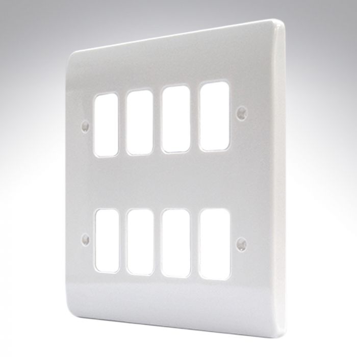MK K3638WHI Grid 8 Module White Plastic Frontplate