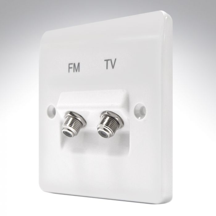 MK K3525D1WHI F Type Satellite Socket Double