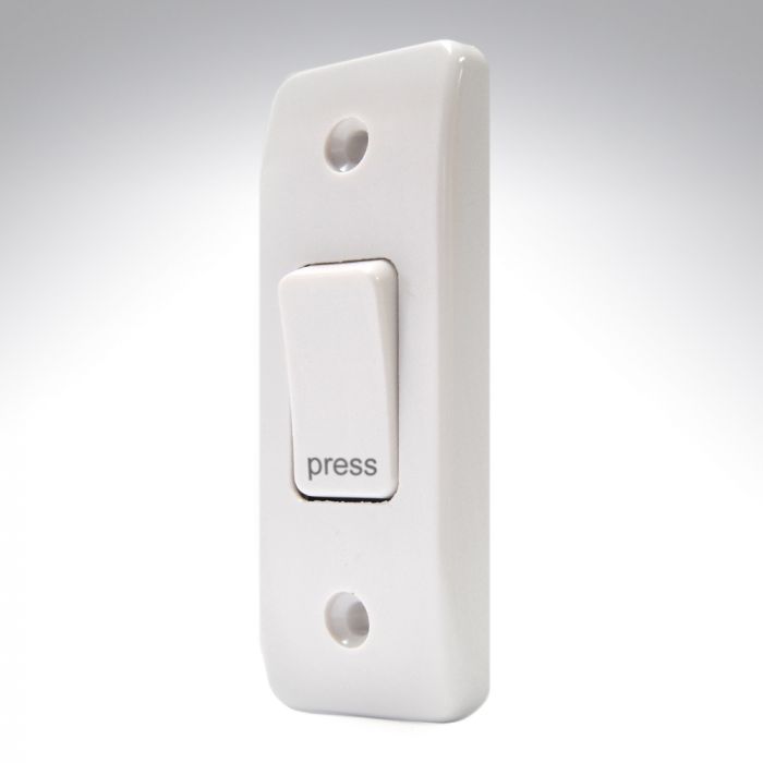 MK K4848PWHI Architrave 'Press' Switch 1 Gang 2 Way