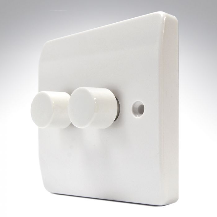 MK K1532WHI Dimmer Switch 2 Gang 1 Way 2x250W