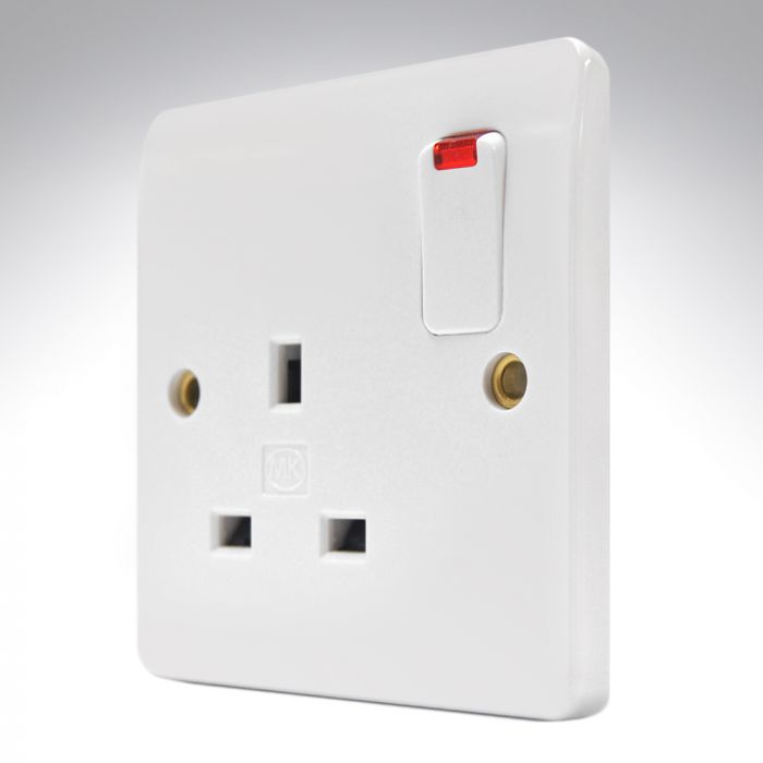 MK K2657WHI Single Socket + Neon