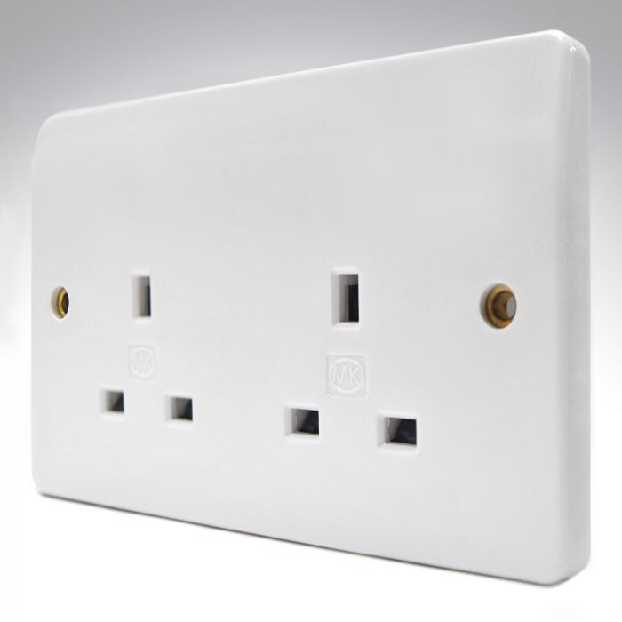 MK K781WHI Unswitched Double Socket