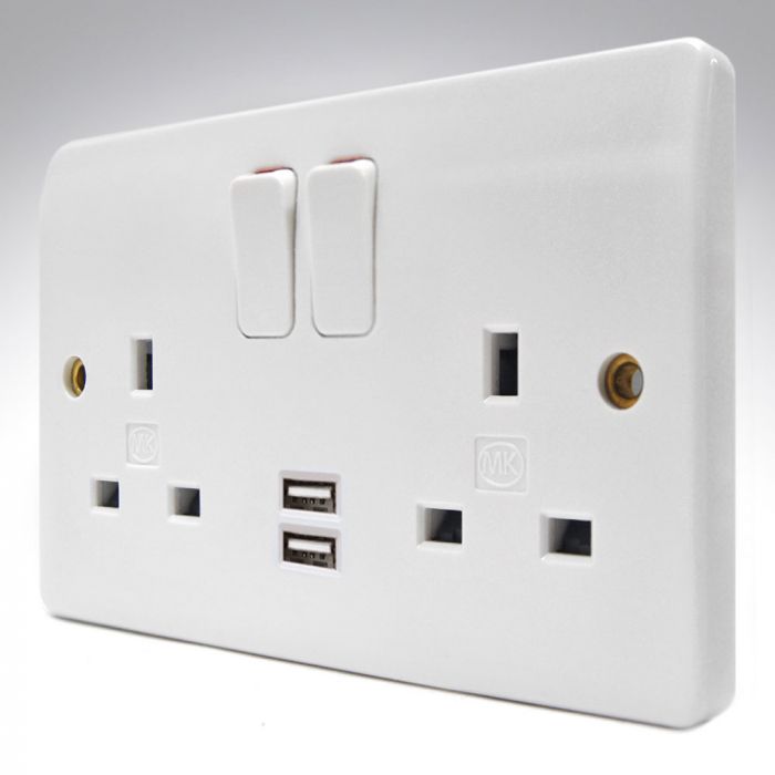 MK K2744WHI USB Double Socket