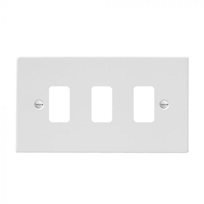 Hamilton 8MW3GP Matt White 3 Gang Grid Fix Aperture Plate with Grid