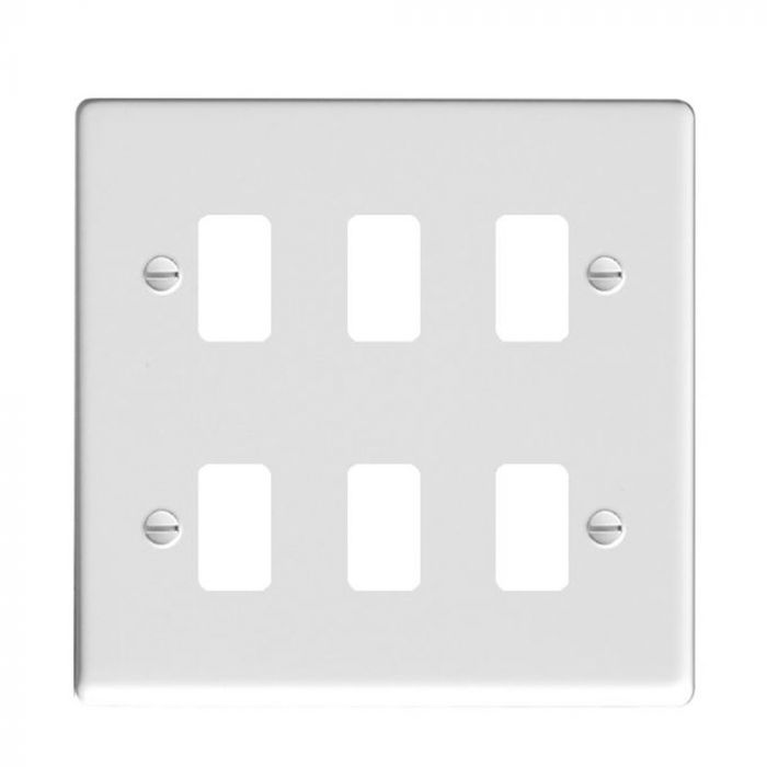 Hamilton 8MW6GP Matt White 6 Gang Grid Fix Aperture Plate with Grid