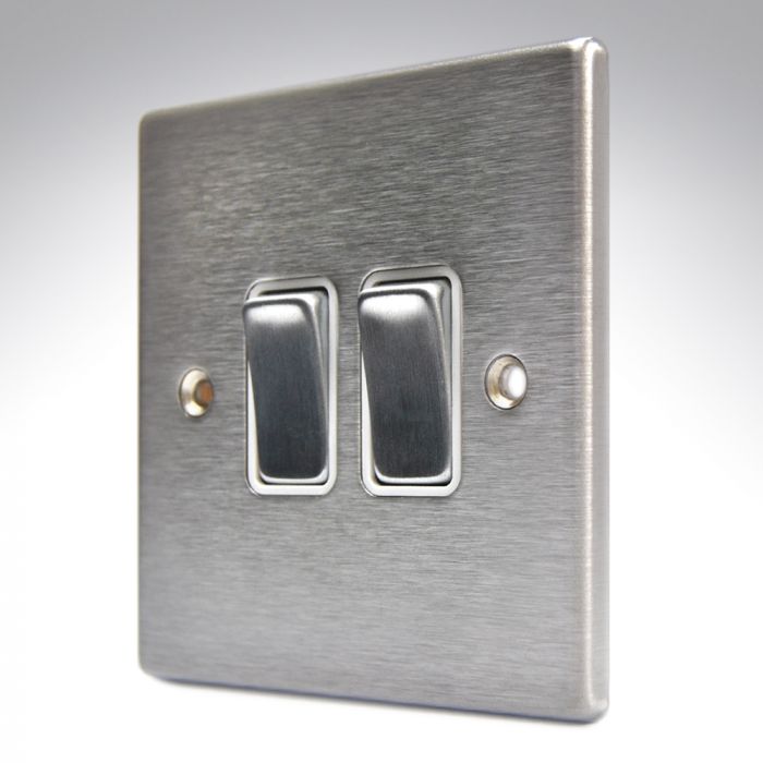 Hamilton 74R22SS-W Stainless Steel 2 Gang Light Switch