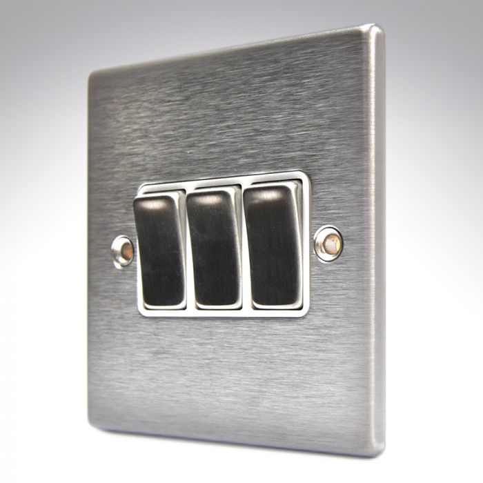 Hamilton 74R23SS-W Stainless Steel 3 Gang Light Switch
