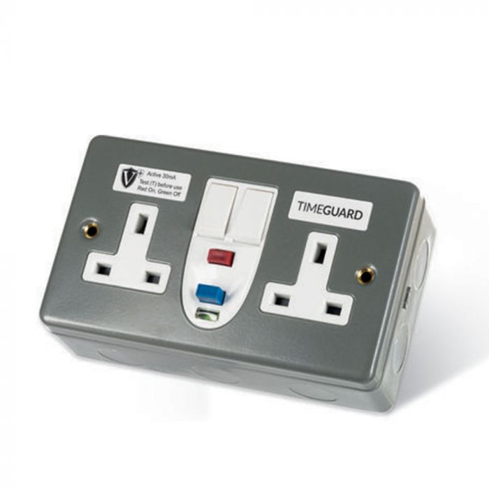 Timeguard RCD07MAVN RCD Twin Metal Socket Active